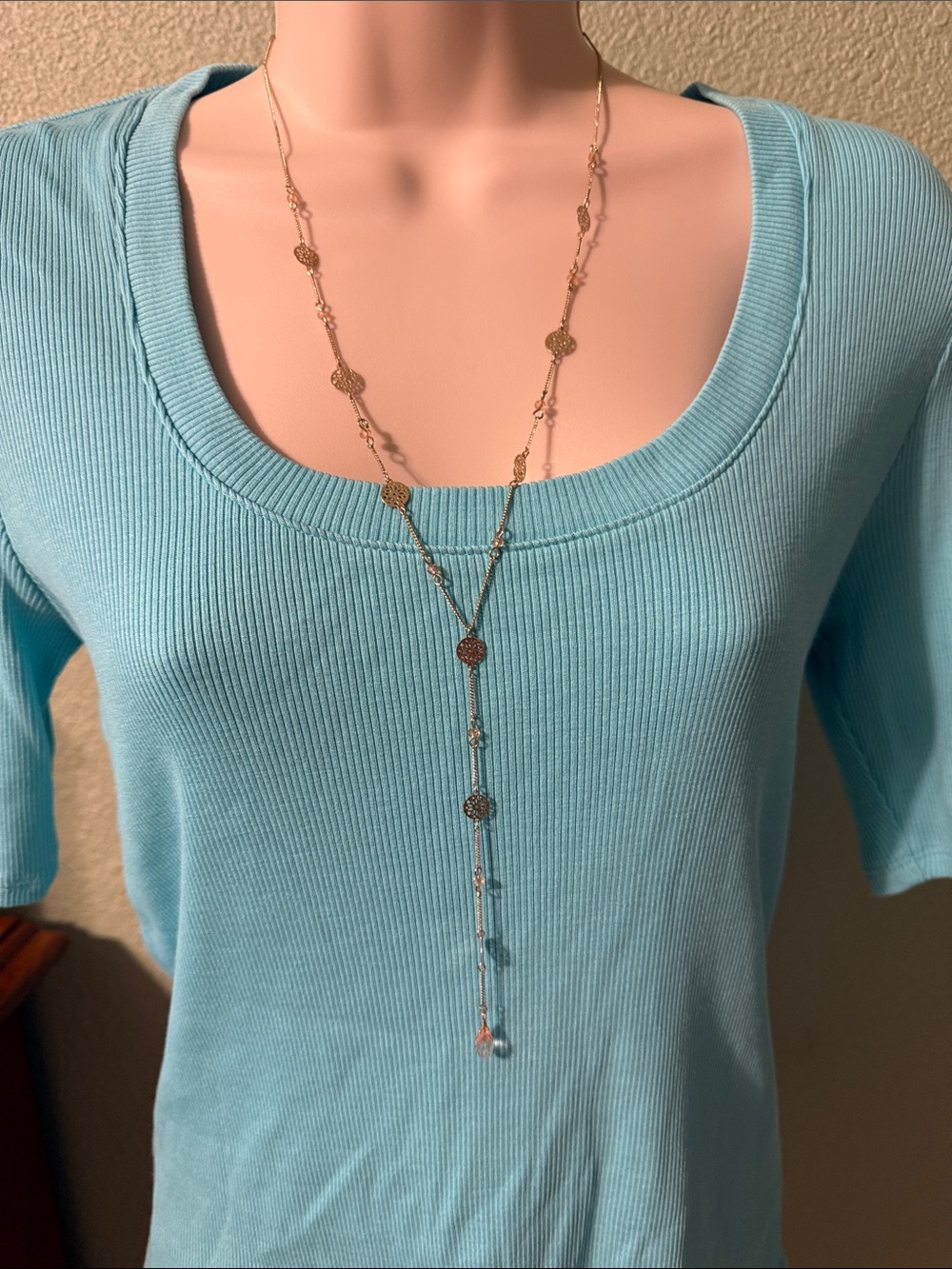 Delicate Gold Lariat Necklace - Elegant Long Layered Style
